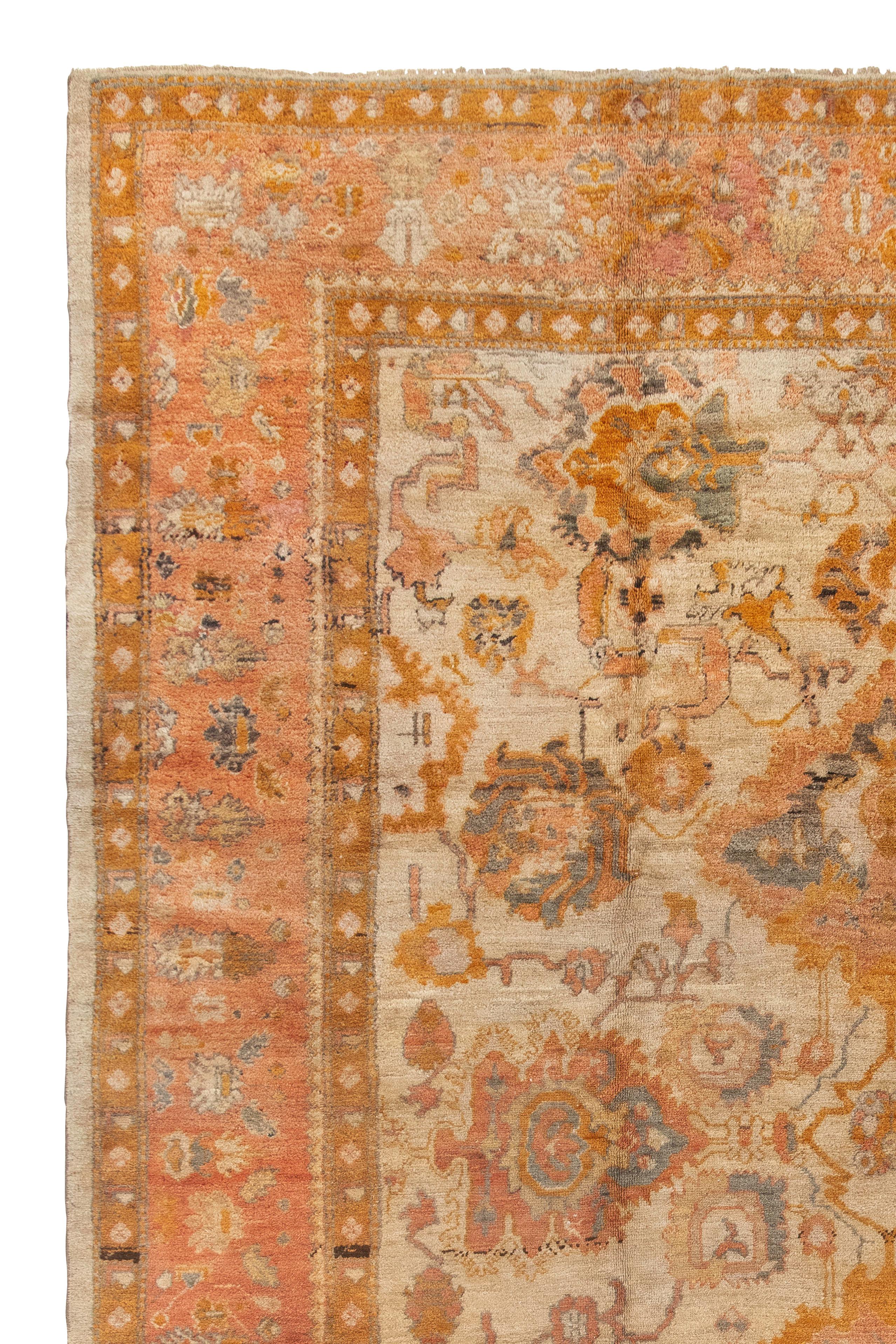 Late 19th Century Turkish Oushak Rug Antique, c. 1870s For Sale