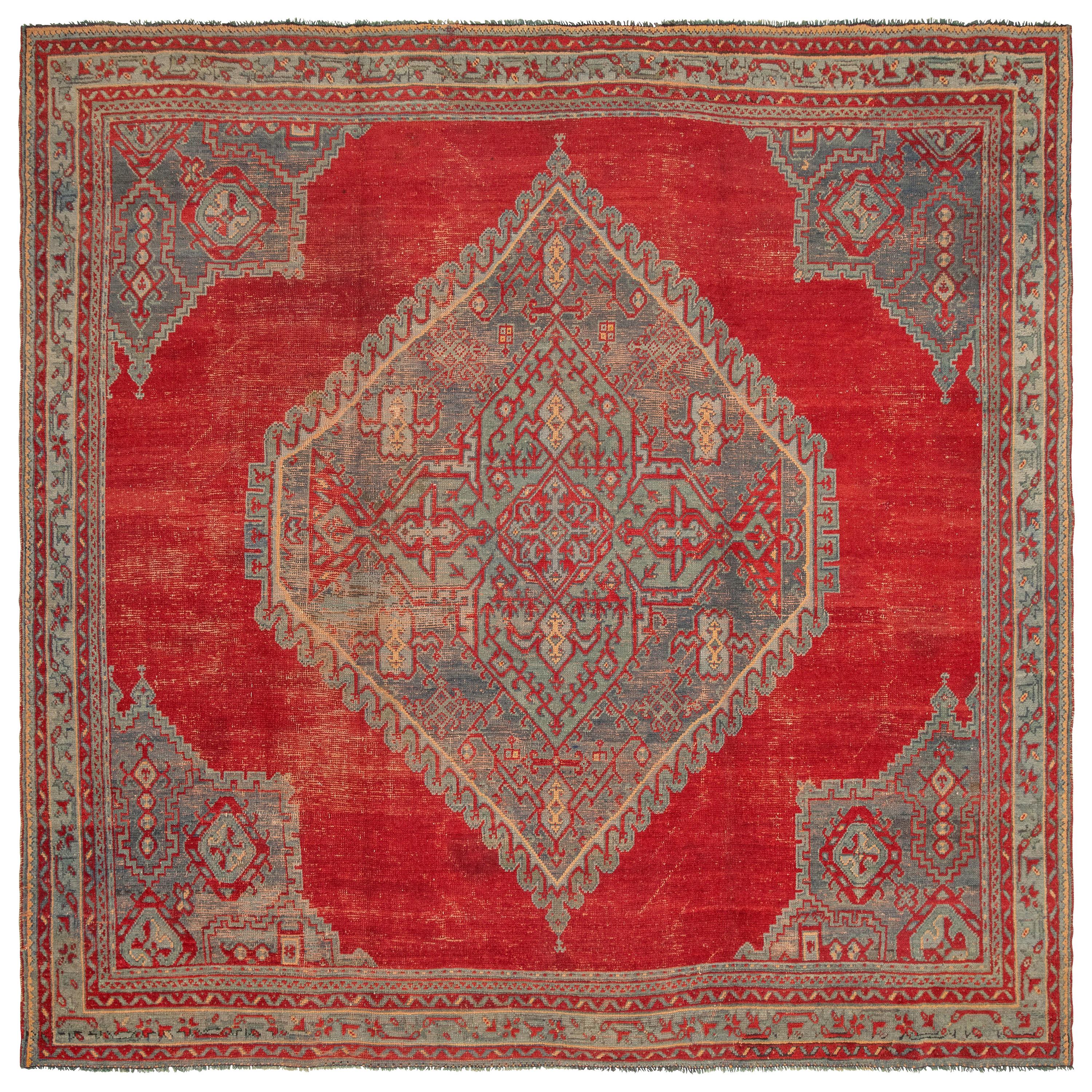 Türkischer Oushak-Teppich, antik, ca. 1880er Jahre