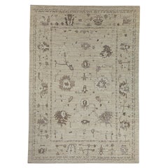 Türkischer Oushak Teppich Beige Braun Handgewebter Wollteppich 10
 x 14
2"