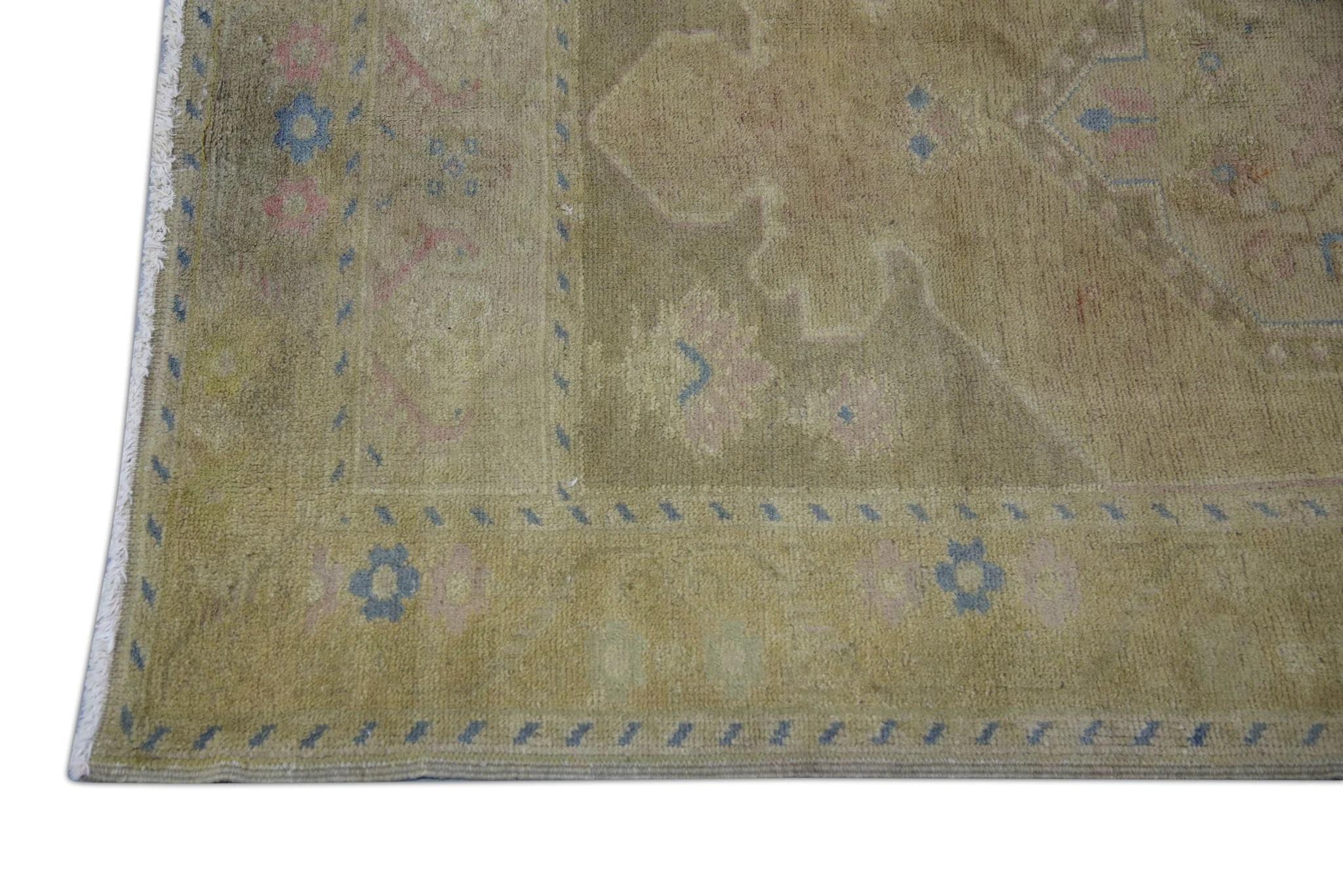 Türkischer Oushak Teppich Beige Braun Handgewebter Wollteppich 3'4