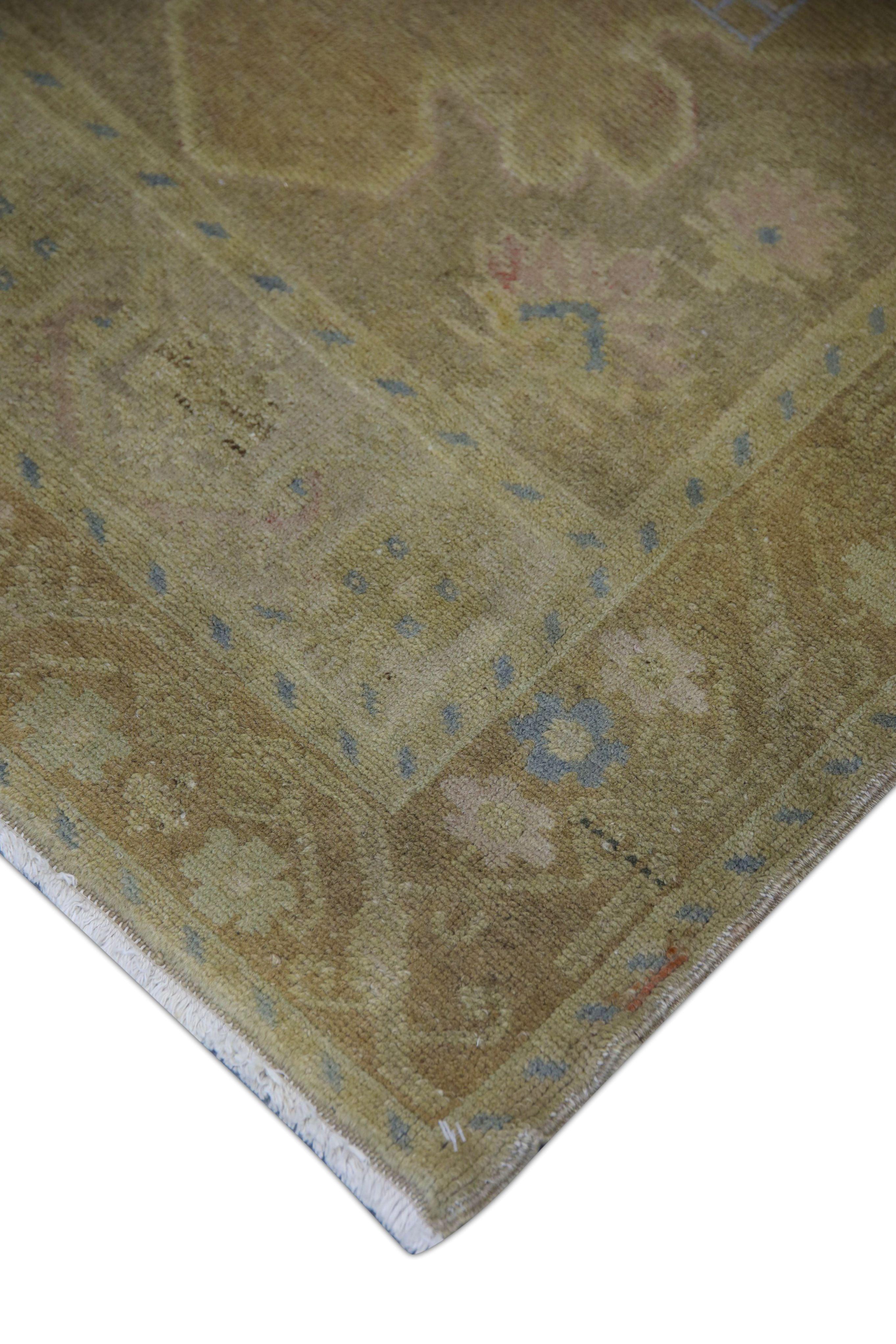 Türkischer Oushak Teppich Beige Braun Handgewebter Wollteppich 3'4