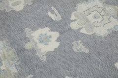 Alfombra turca Oushak Azul Crema Alfombra de lana tejida a mano 9' x 11'10