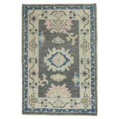 Turkish Oushak Rug Blue & Gray Handwoven Wool Rug 2'2" x 3'