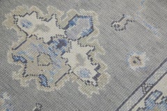Turkish Oushak Rug Blue Ivory Sage Beige Handwoven Wool Rug 4' x 11'4"