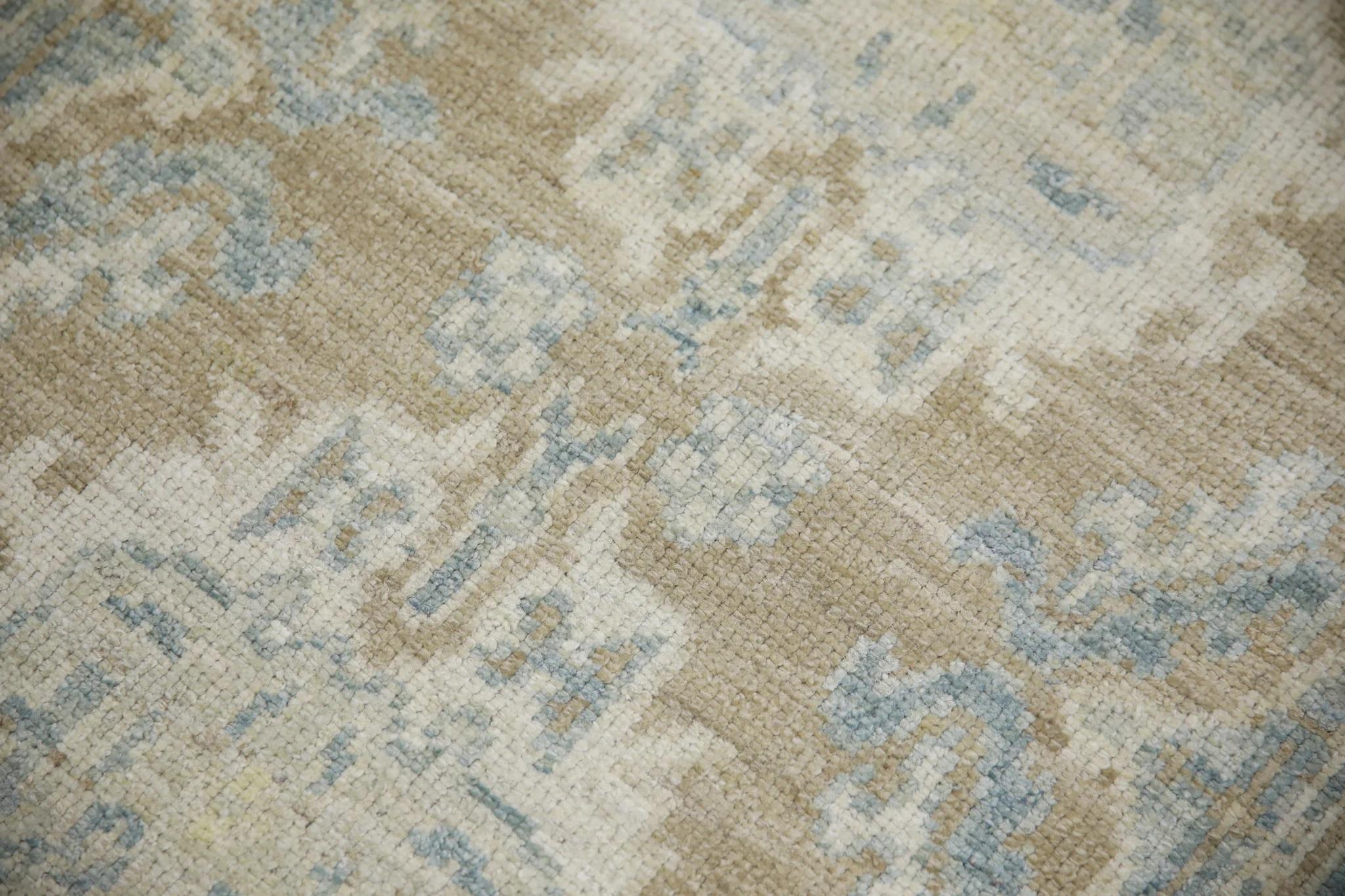 Turkish Oushak Rug Brown & Blue Floral Handmade Rug 2'10