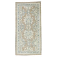 Türkischer Oushak Teppich Brown & Blue Floral Handmade Rug 2'10" x 5'8"