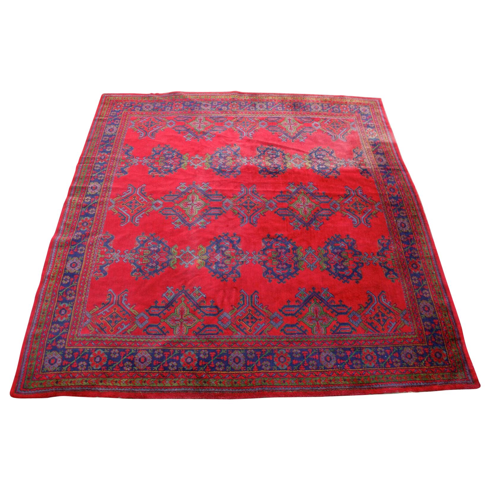 Turkish Oushak Rug Carpet Wool Turkish Ushak Red Green Blue For Sale