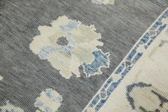 Tappeto Oushak turco carbone e blu tessuto a mano in lana 5'10" x 8'