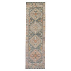 Turkish Oushak Rug Colorful Geometric Handwoven Wool Rug 2'11" x 9'8"