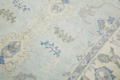 Turkish Oushak Rug Cream & Blue Handwoven Wool Rug 6' x 9'5"