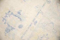 Cream Handwoven Wool Turkish Oushak Rug in Blue & Pink Floral Design 8' x 9'8"