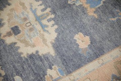 Handwoven Wool Turkish Oushak Rug in Blue and Pink Floral Pattern 4' x 5'9"