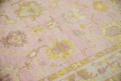 Floral Handwoven Wool Turkish Oushak Rug in Soft Pink and Yellow 5'3" x 7'2"
