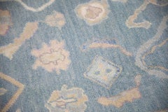 Handwoven Wool Floral Turkish Oushak Rug in Blue and Pink 8'2" x 9'11"