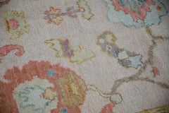 Floral Handwoven Wool Turkish Oushak Rug in Soft Pink and Purple 5' x 6'9"