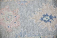 Blue and Pink Floral Handwoven Wool Turkish Oushak Rug 2'11" x 9'4"