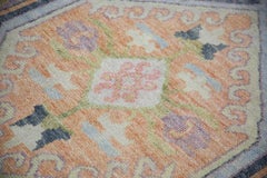 Handwoven Wool Turkish Oushak Rug w/ Colorful Geometric Diamond Pattern 4'1x6'4