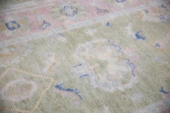 Olive Green and Pink Floral Design Handwoven Wool Turkish Oushak Rug 4'1" x 6'