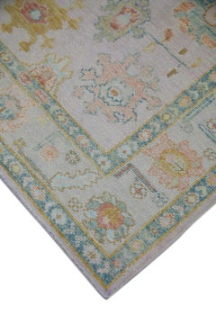 Multicolor Floral Design Handwoven Wool Turkish Oushak Rug 4' x 5'11"