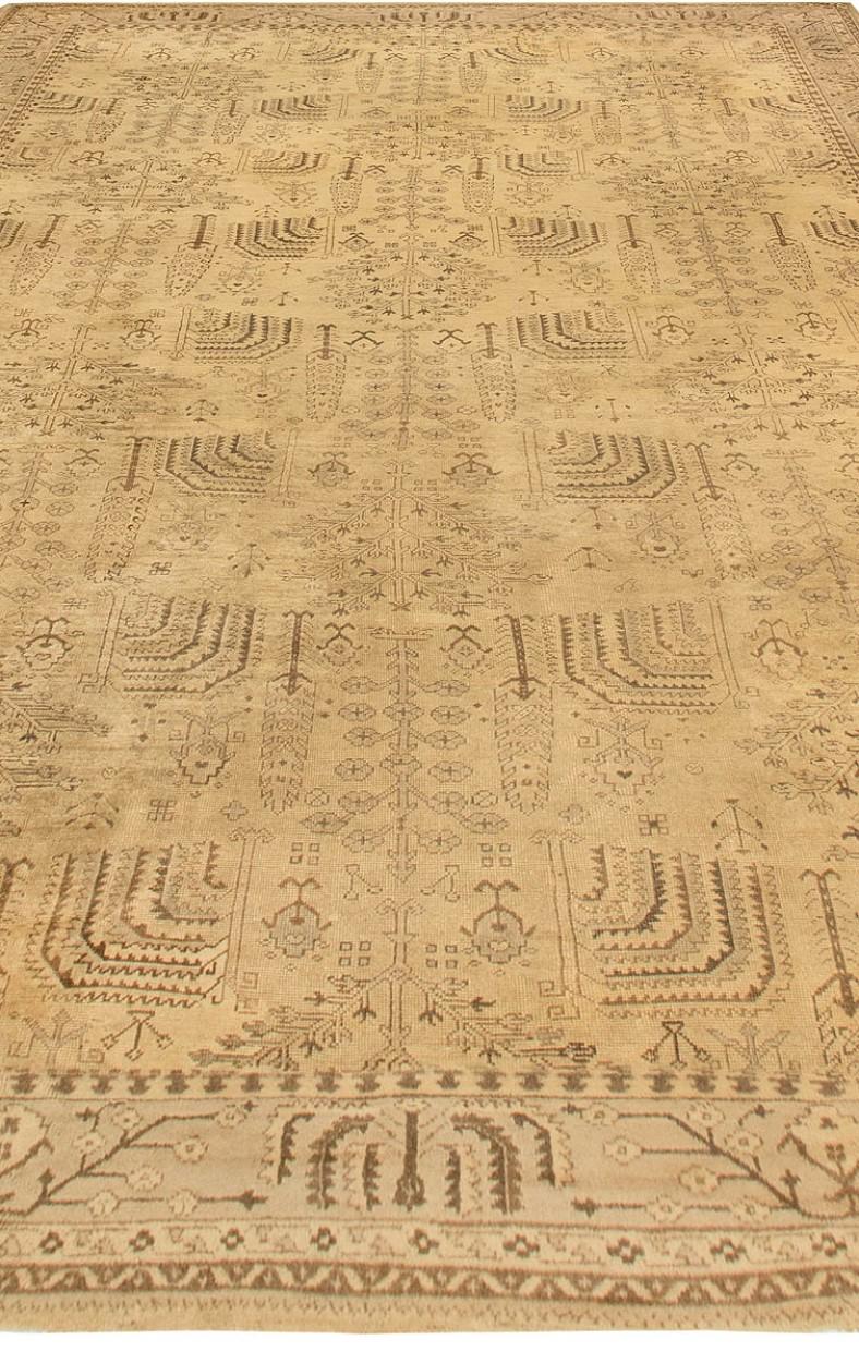 Hand-Knotted Early 20th Century Turkish Oushak Handmade Wool Rug For Sale