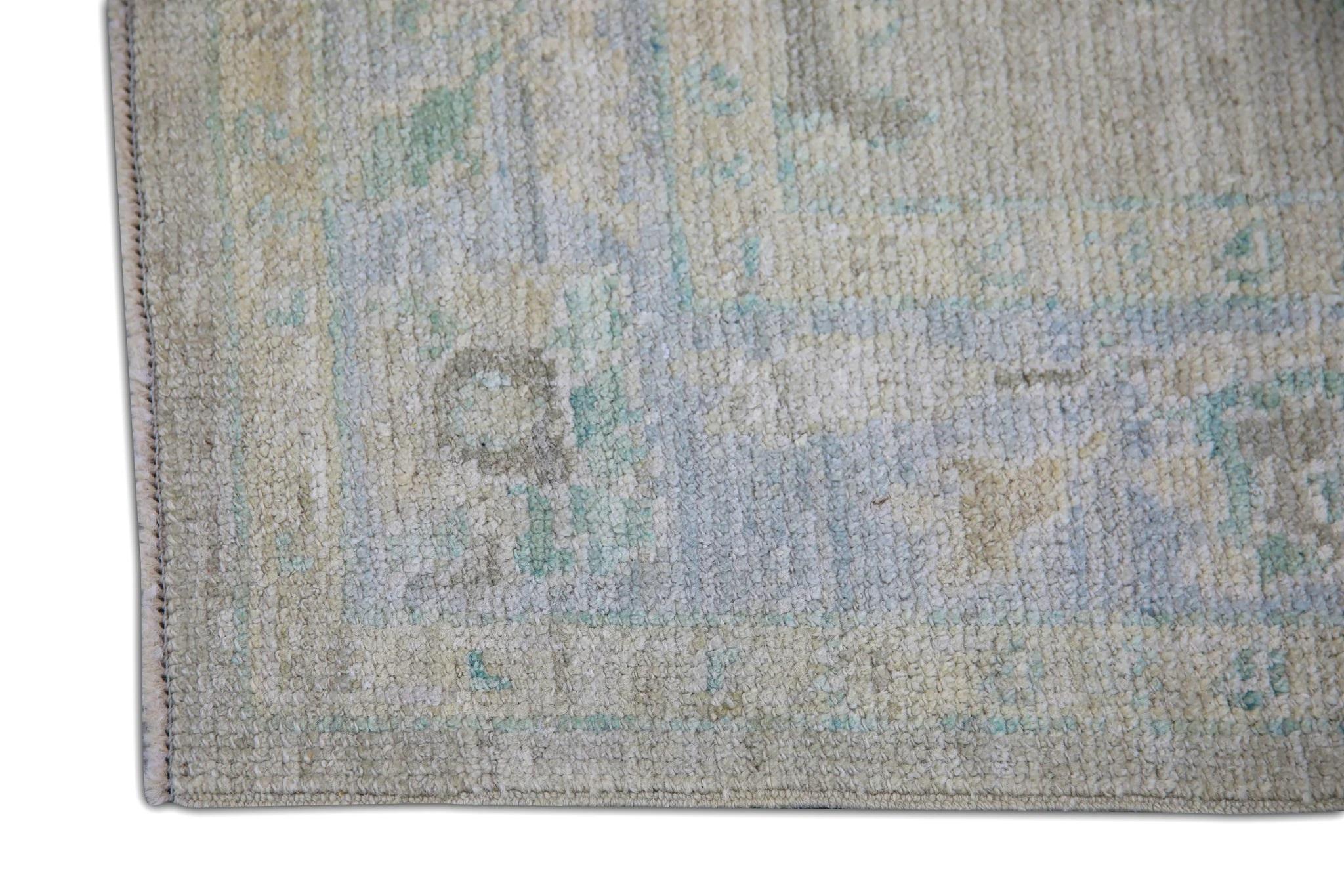 Turco Tappeto Oushak turco in lana intrecciata a mano con design floreale colorato 2'11