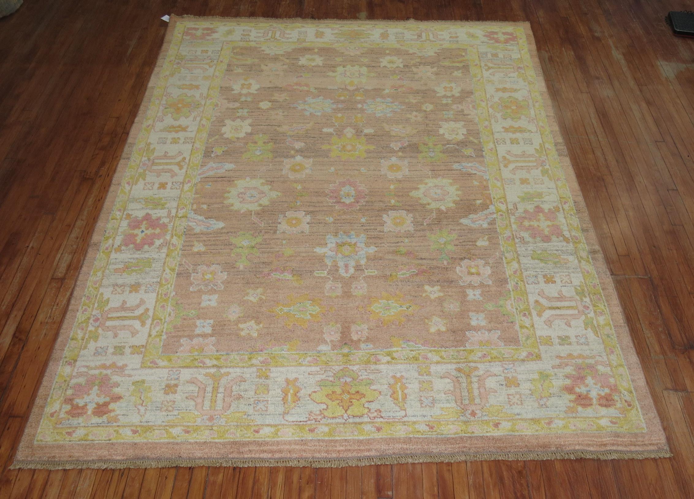 Arts and Crafts Turkish Oushak Rug For Sale