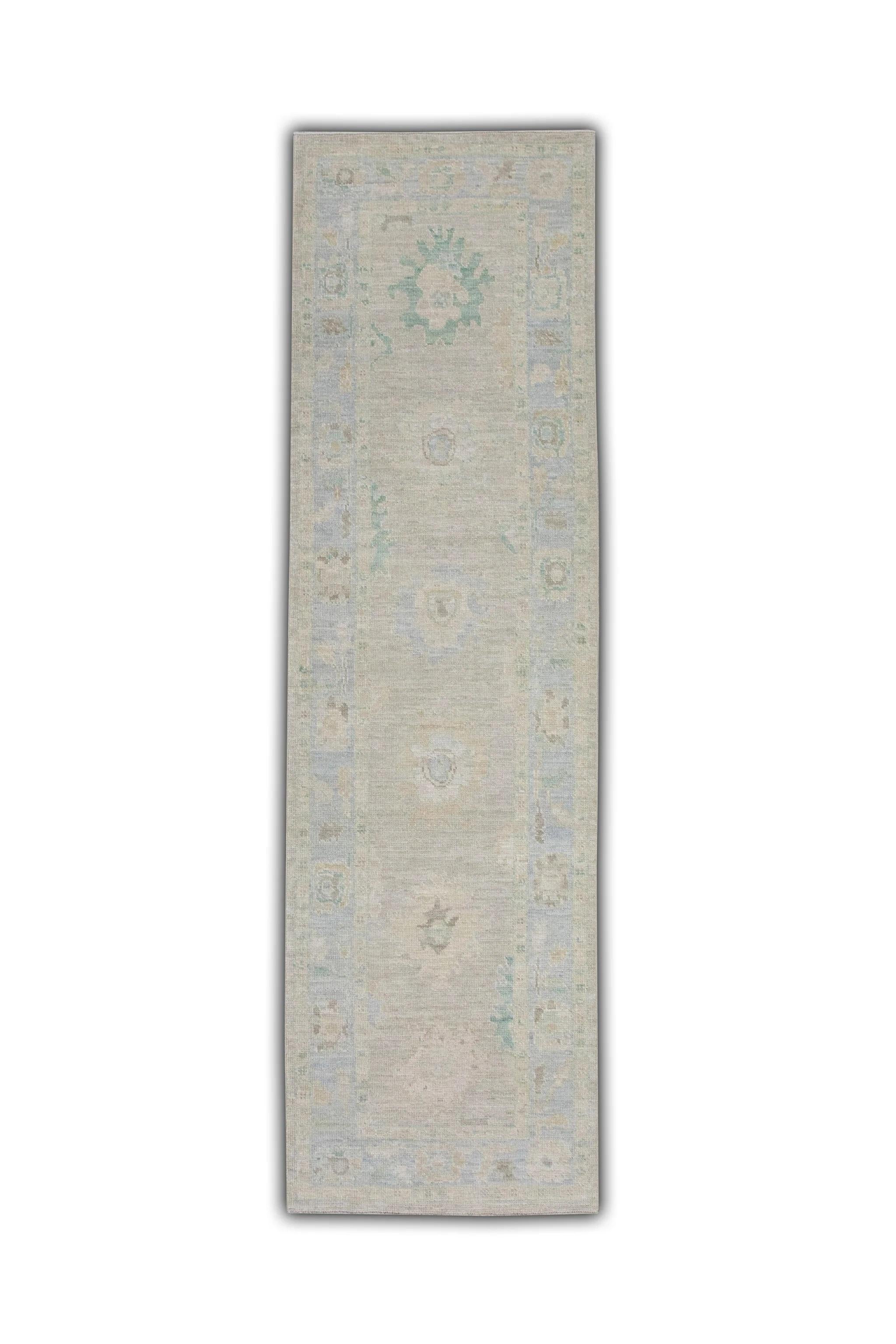 Lana Tappeto Oushak turco in lana intrecciata a mano con design floreale colorato 2'11