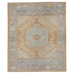 Orange and Purple Geometric Handwoven Wool Turkish Oushak Rug 5
6" x 6
10"