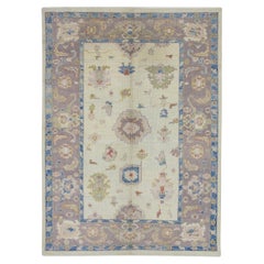 Floral Handwoven Wool Turkish Oushak Rug in Purple, Green, and Blue 6
4" x 8
9"