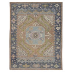 Multicolor Floral Handwoven Wool Turkish Oushak Rug 6'3" x 8'1"