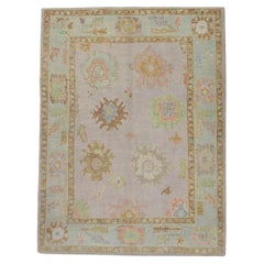 Multicolor Floral Handwoven Wool Turkish Oushak Rug 5' x 6'8"