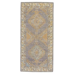 Medallion Handwoven Wool Turkish Oushak Rug in Purple and Yellow 3
2" x 6
5"