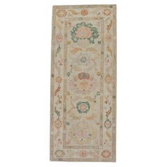 Multicolor Floral Handwoven Wool Turkish Oushak Rug 2'7" x 6'
