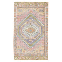 Pink/Purple Handwoven Turkish Oushak Rug with Medallion/Crest Design 2
9" x 4
9"