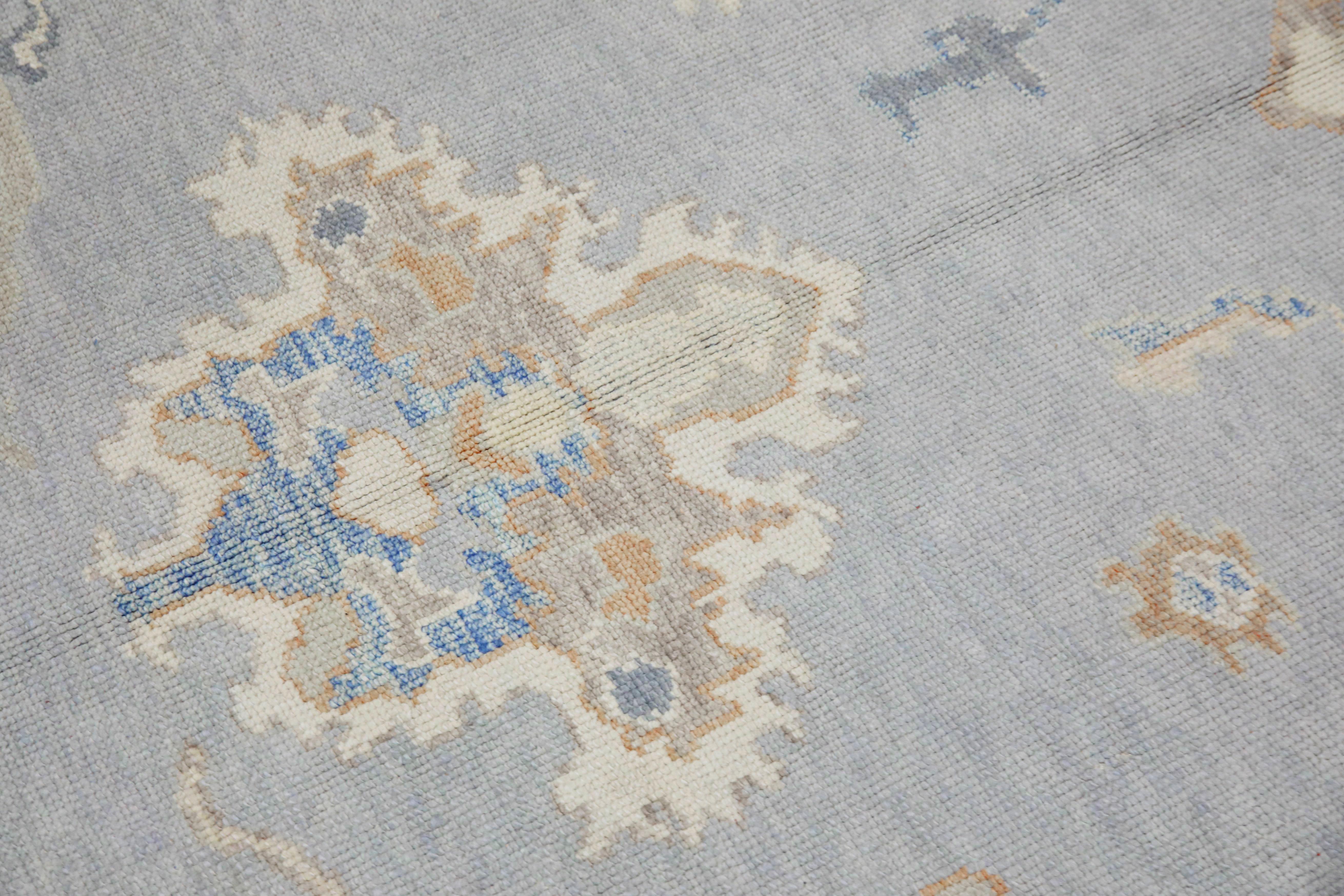 Tappeto turco Oushak Grigio e beige attenuato Tessuto a mano in lana 9'9