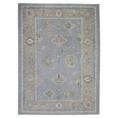 Tappeto turco Oushak Grigio e beige attenuato Tessuto a mano in lana 9'9" x 13'3"
