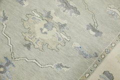 Turkish Oushak Rug Gray & Blue Floral Design Handwoven Wool Rug 5'11" x 8'8"