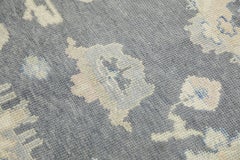 Turkish Oushak Rug Gray Floral Design Handwoven Wool Rug 3'10" x 6'2"
