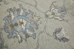 Tappeto Oushak turco Tappeto di lana grigio con disegno floreale tessuto a mano 8'11" x 9'9"
