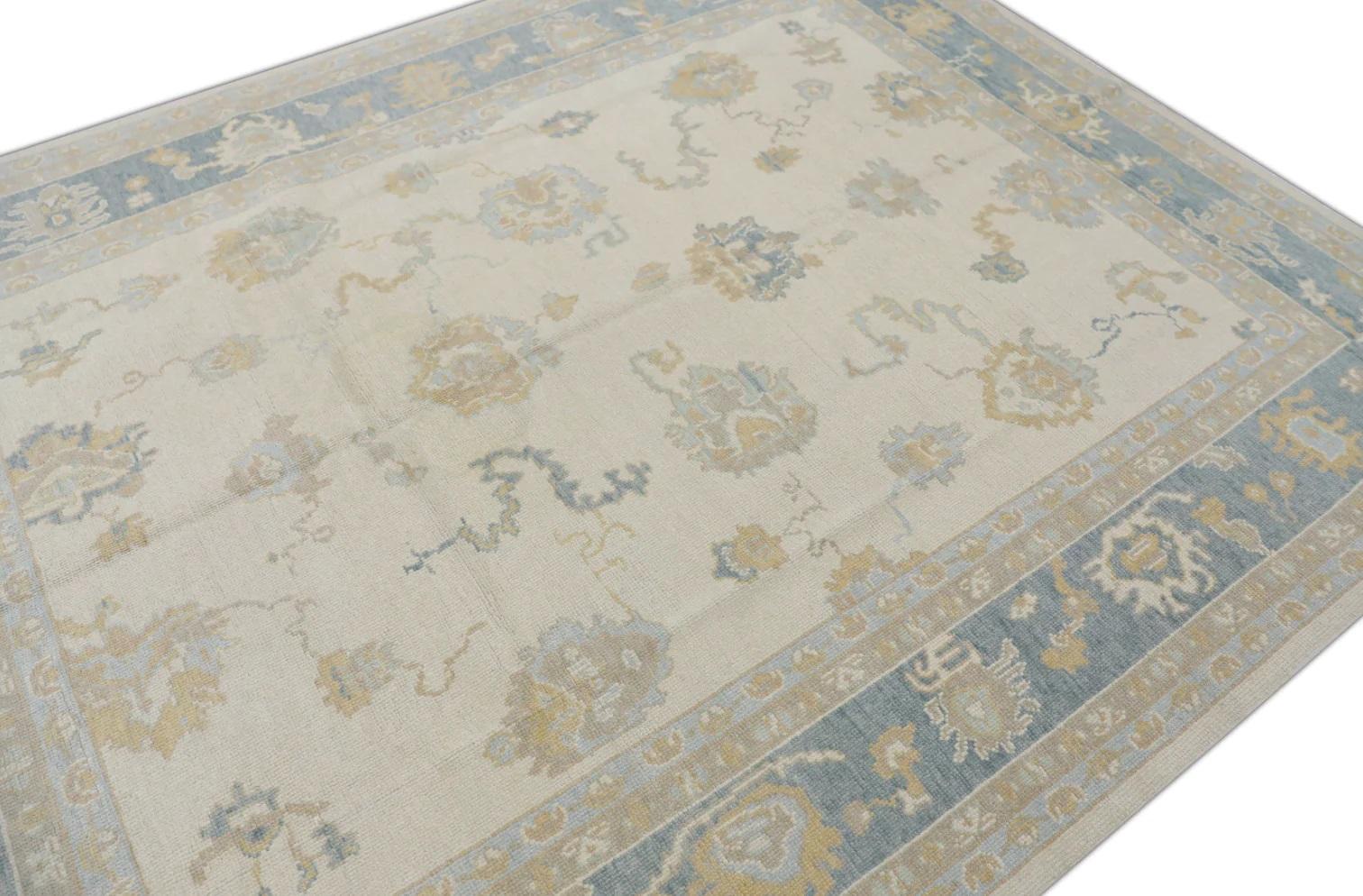 Turco Tappeto turco Oushak Verde Beige Taupe Tessuto a mano in lana 7'10