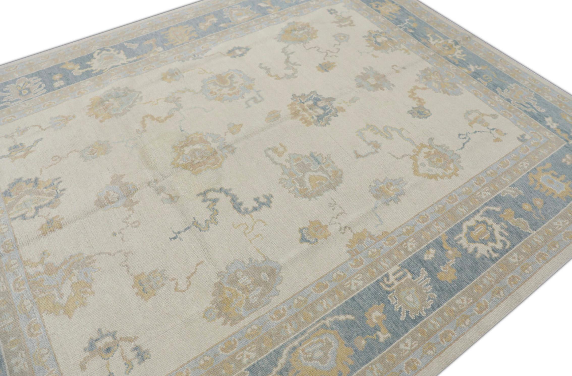 Tappeto turco Oushak Verde Beige Taupe Tessuto a mano in lana 7'10