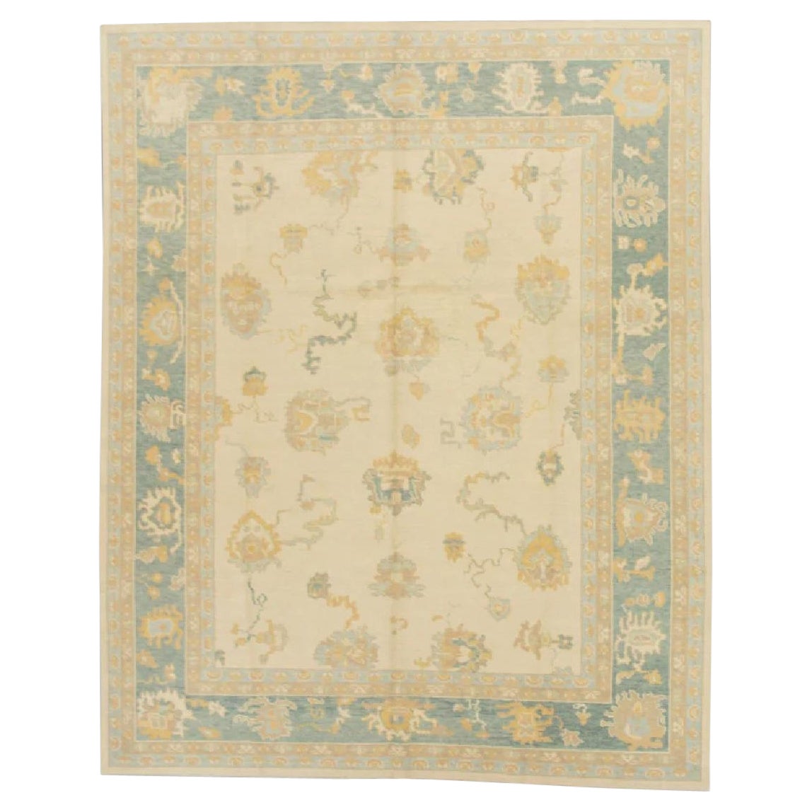 Türkischer Oushak Teppich Grün Beige Taupe Handgewebter Wollteppich 7
10" x 10
2"