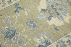 Turkish Oushak Rug Green & Blue Floral Handmade Wool Rug 2'11" x 6'