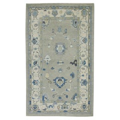 Turkish Oushak Rug Green & Blue Handwoven Wool Rug 3'10" x 6'1"