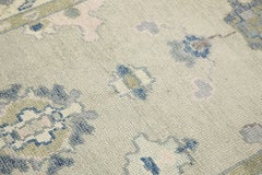 Turkish Oushak Rug Green & Blue Handwoven Wool Rug 3'8" x 6'7"