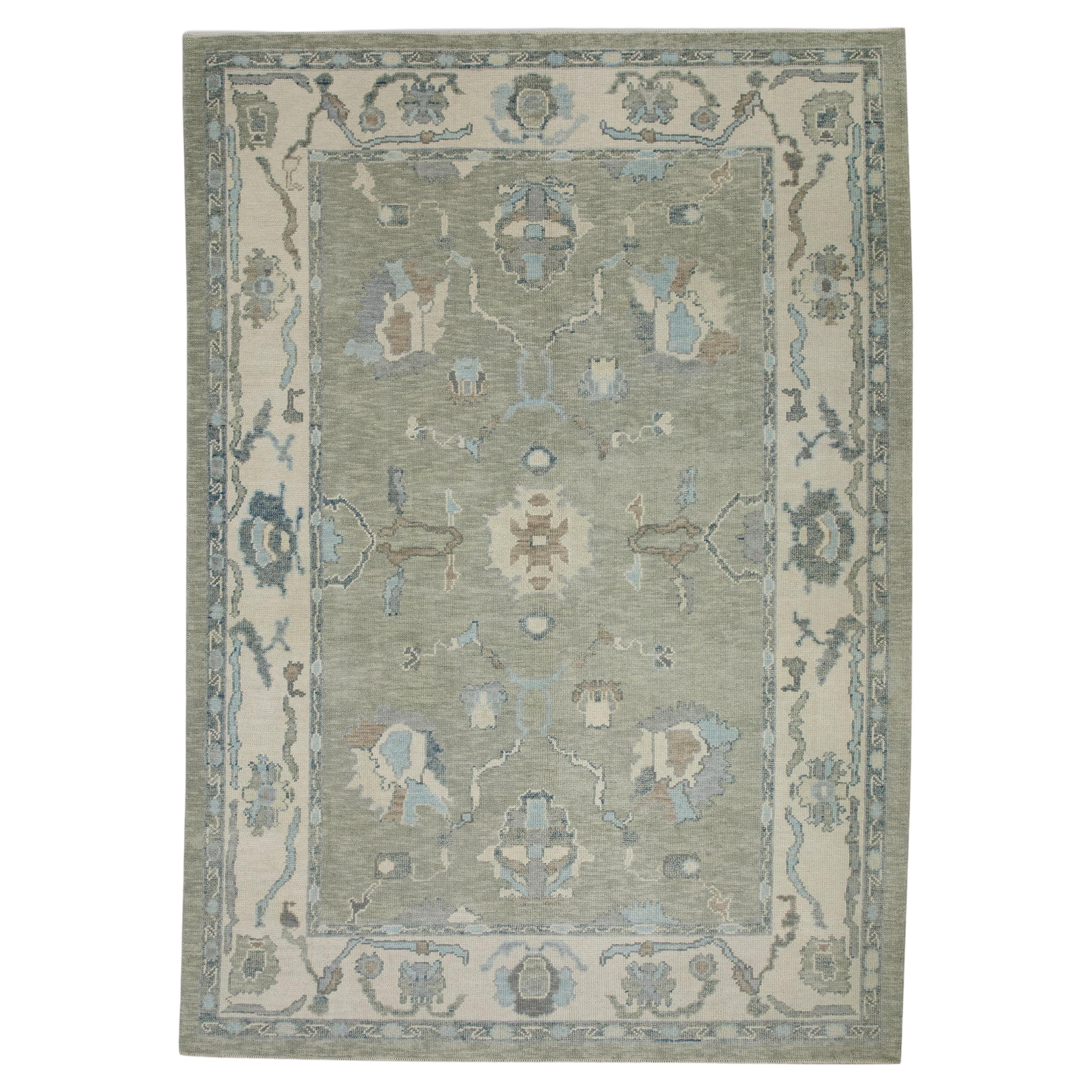 Tappeto turco Oushak Greene & Greene & Greene, tessuto a mano, 6'3" x 8'11" in vendita