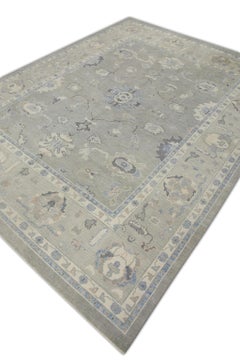 Turkish Oushak Rug Green & Blue Handwoven Wool Rug 7'9" x 10'1"