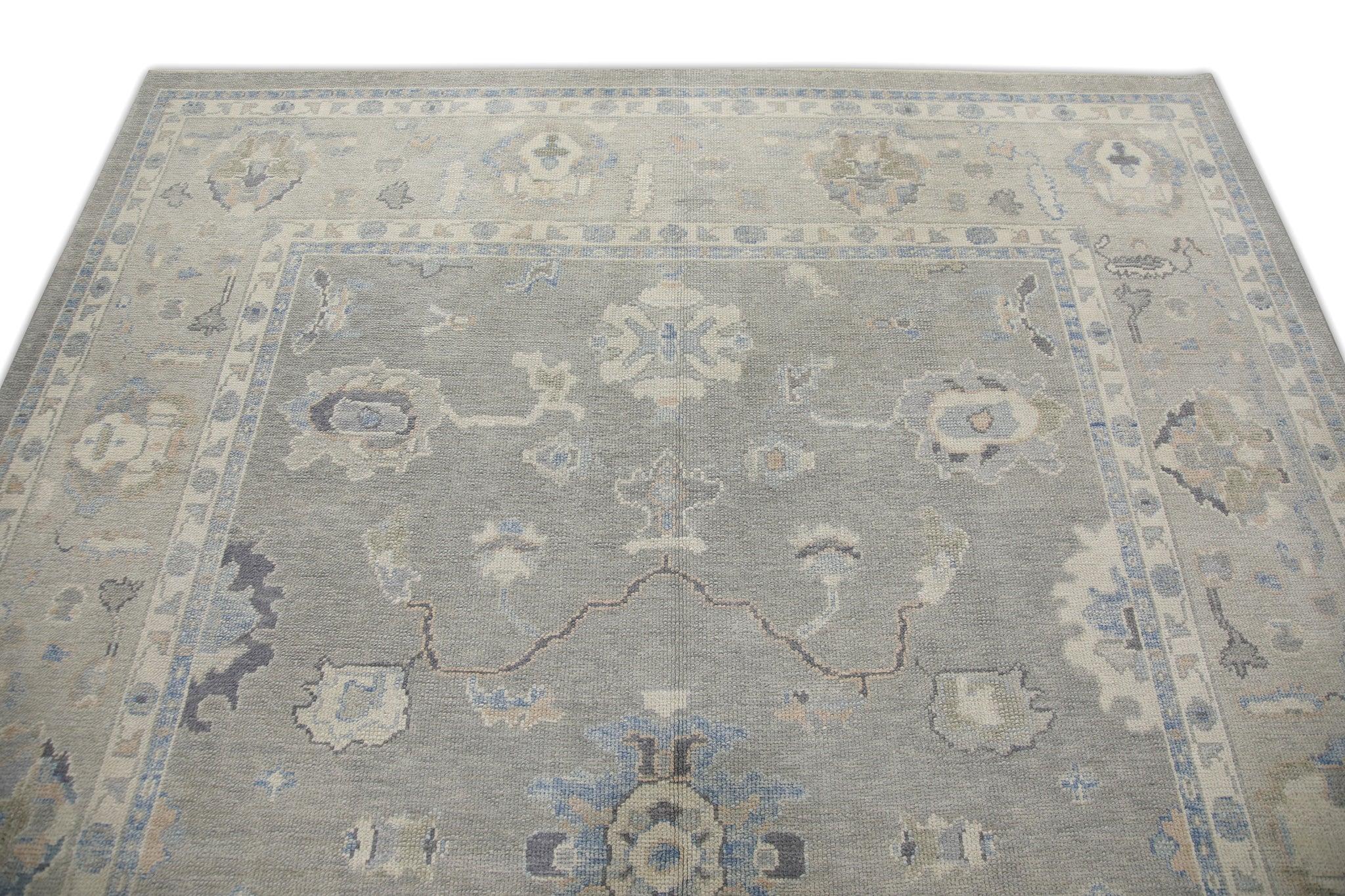 Turkish Oushak Rug Green & Blue Handwoven Wool Rug 7'9