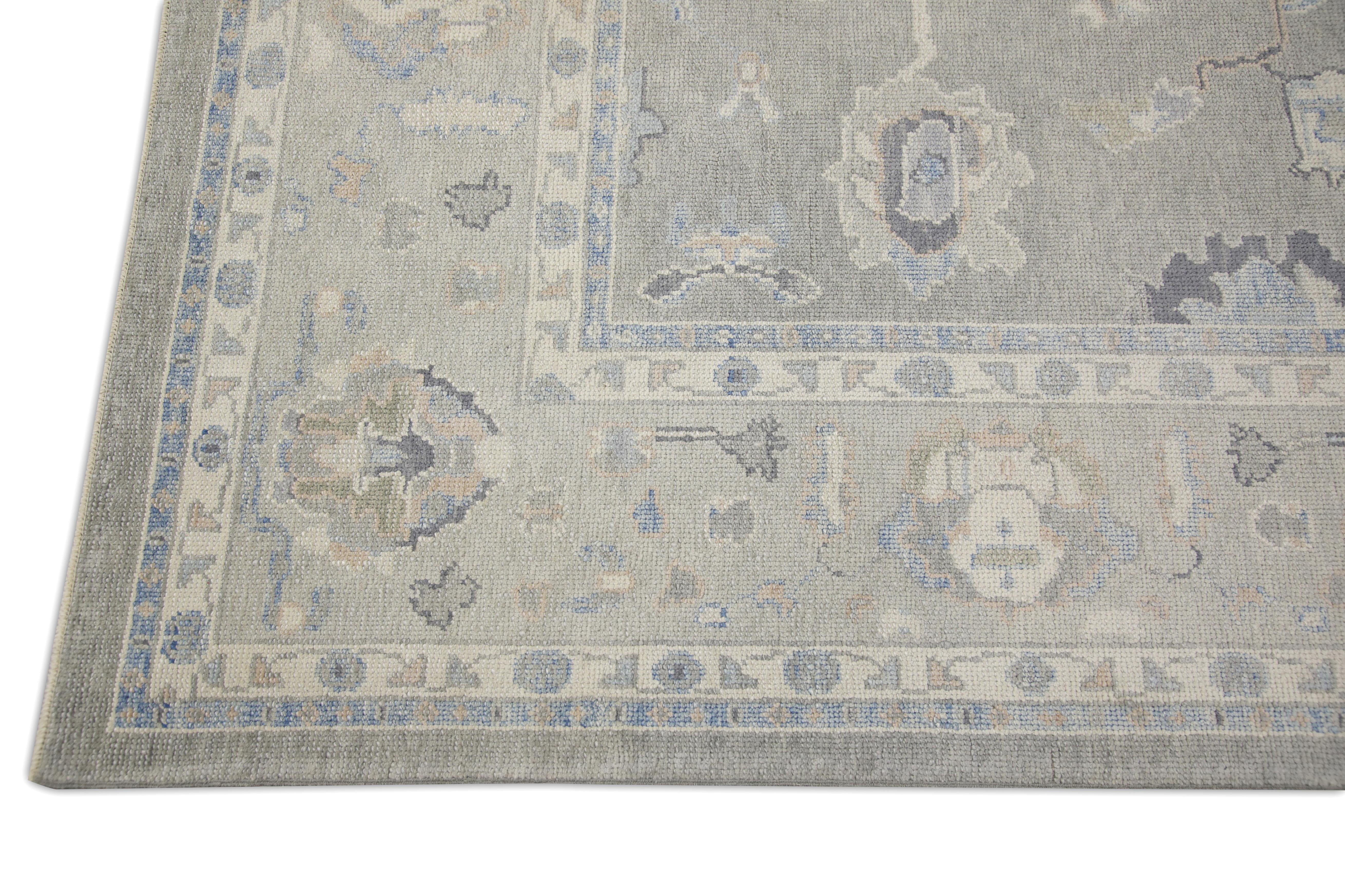 Turkish Oushak Rug Green & Blue Handwoven Wool Rug 7'9