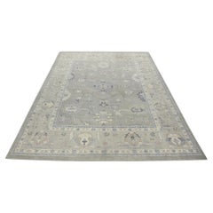 Turkish Oushak Rug Green & Blue Handwoven Wool Rug 7'9" x 10'1"